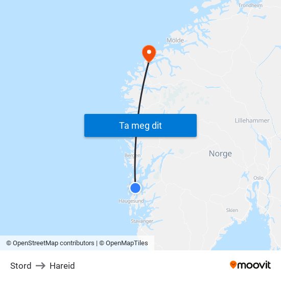 Stord to Hareid map