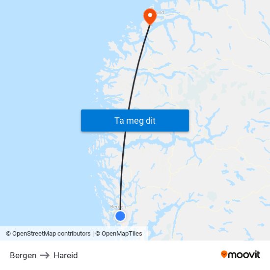 Bergen to Hareid map