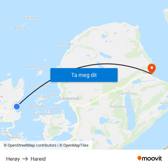 Herøy to Hareid map