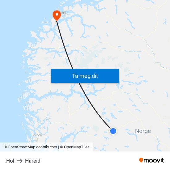 Hol to Hareid map