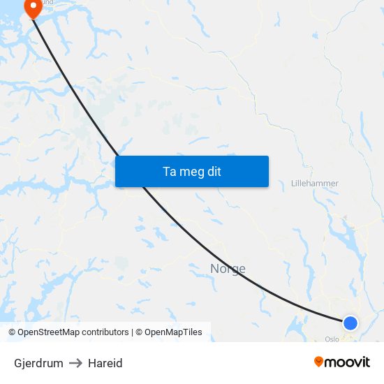 Gjerdrum to Hareid map