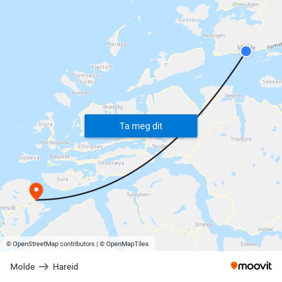 Molde to Hareid map