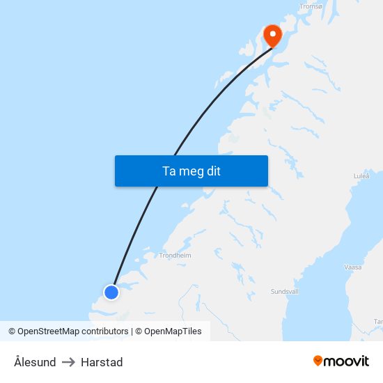 Ålesund to Harstad map