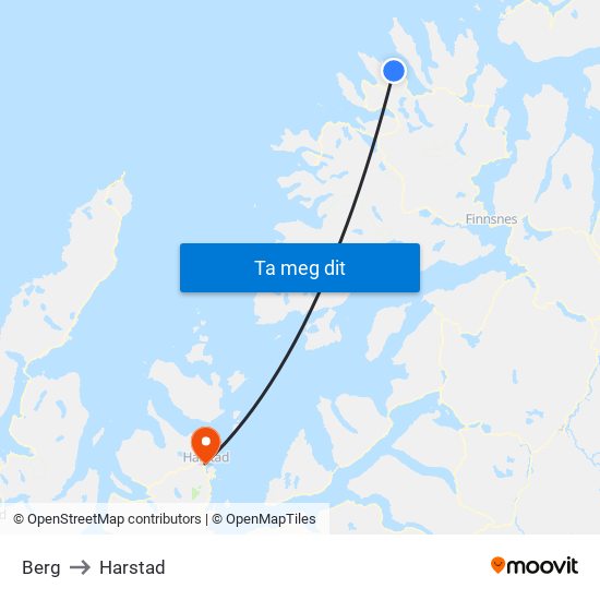 Berg to Harstad map