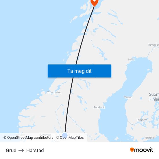 Grue to Harstad map