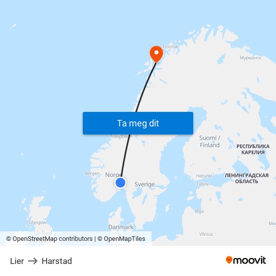 Lier to Harstad map