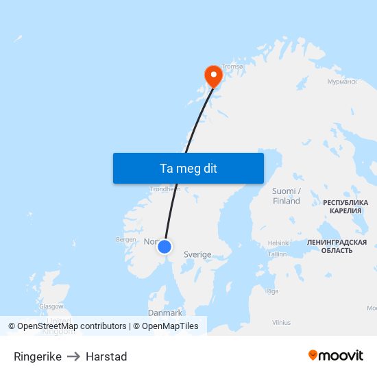 Ringerike to Harstad map