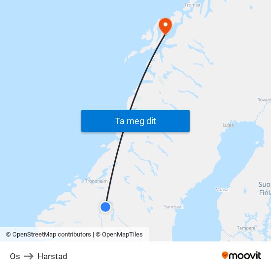 Os to Harstad map