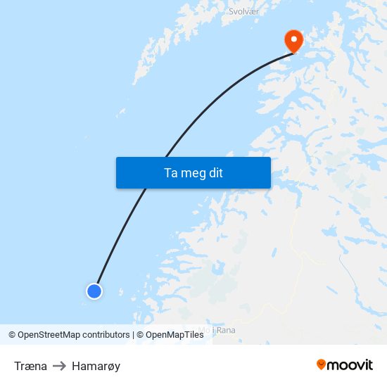 Træna to Hamarøy map