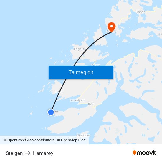 Steigen to Hamarøy map