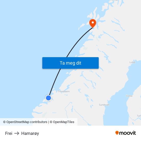 Frei to Hamarøy map