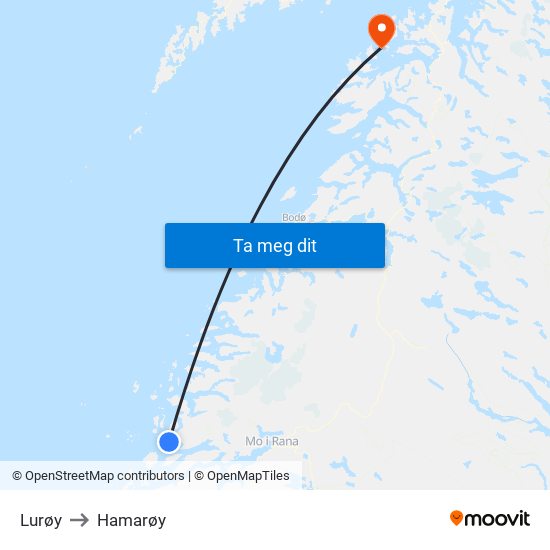Lurøy to Hamarøy map