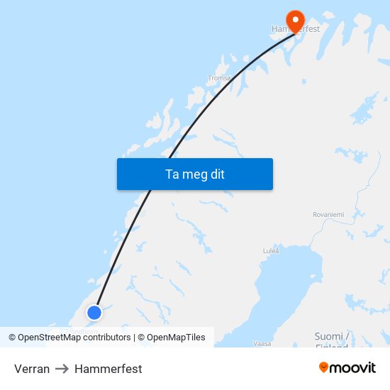 Verran to Hammerfest map