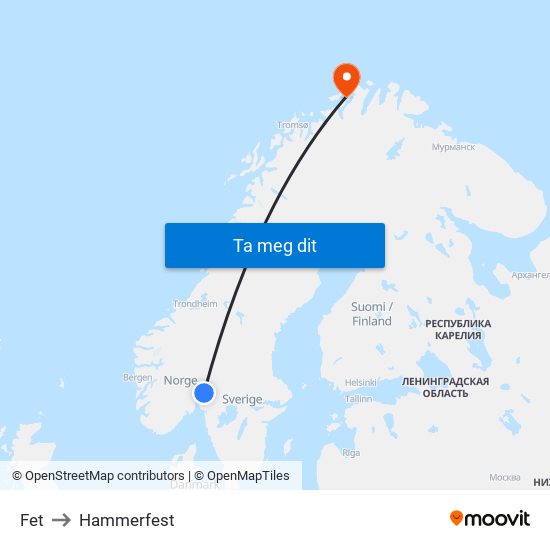 Fet to Hammerfest map