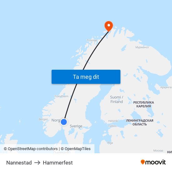 Nannestad to Hammerfest map