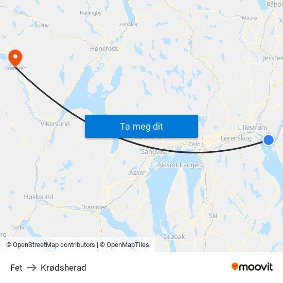 Fet to Krødsherad map