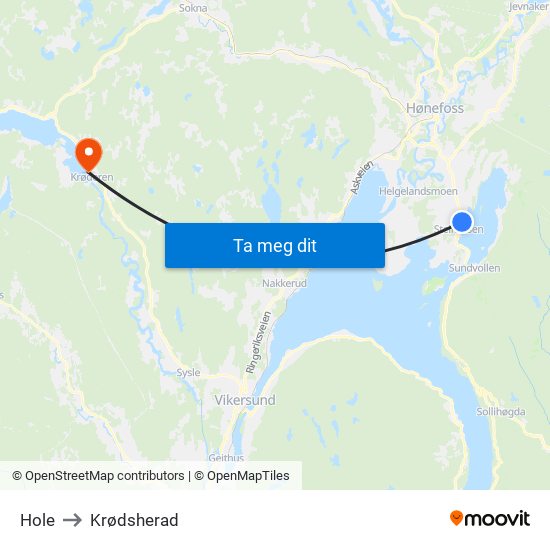 Hole to Krødsherad map