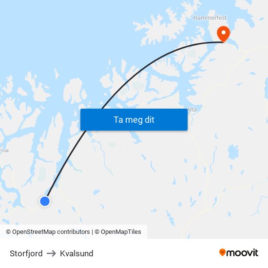 Storfjord to Kvalsund map