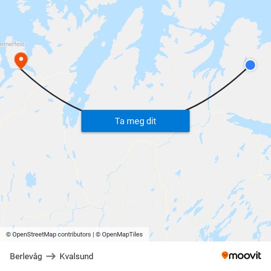 Berlevåg to Kvalsund map