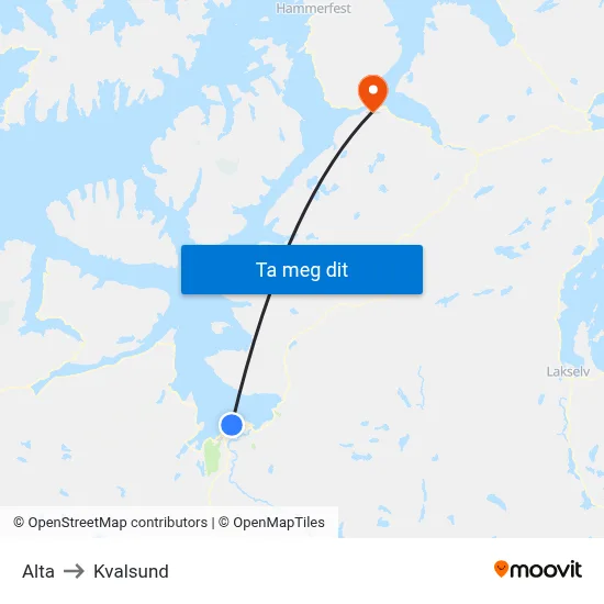 Alta to Kvalsund map