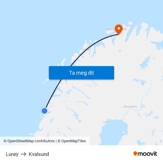 Lurøy to Kvalsund map