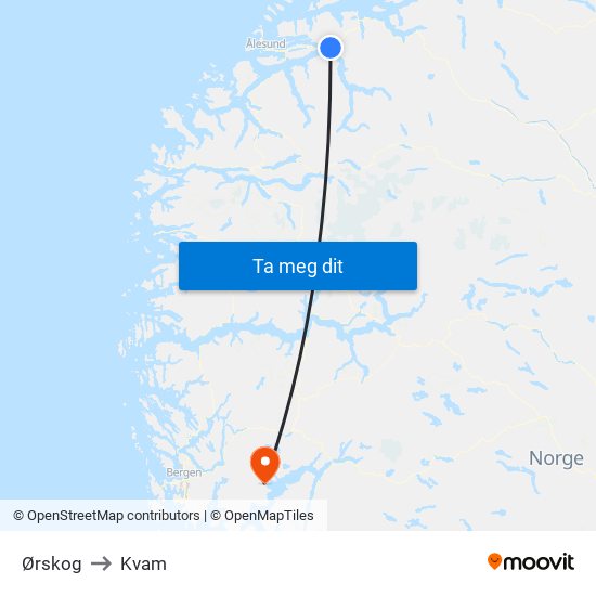Ørskog to Kvam map