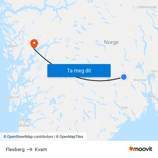 Flesberg to Kvam map