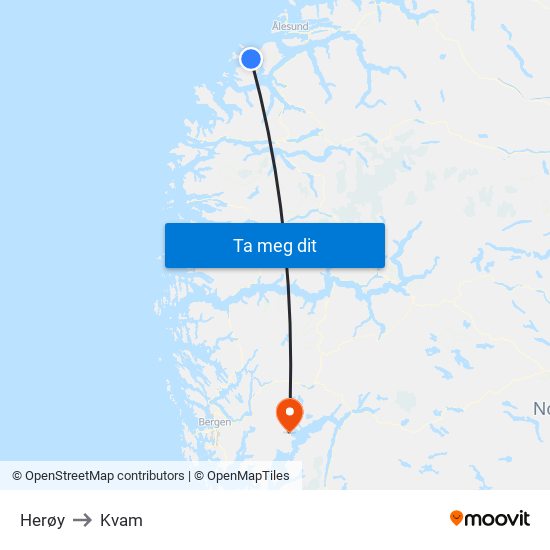 Herøy to Kvam map