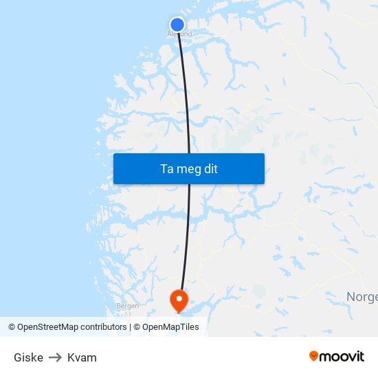 Giske to Kvam map