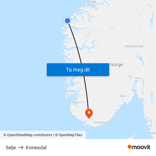 Selje to Kvinesdal map