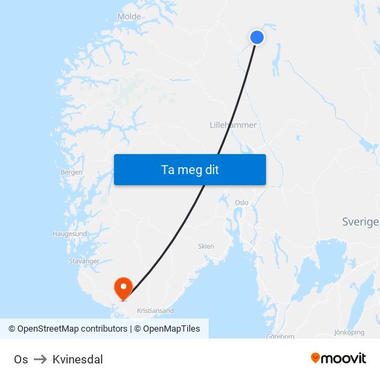 Os to Kvinesdal map