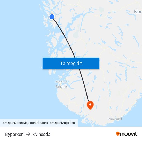 Byparken to Kvinesdal map