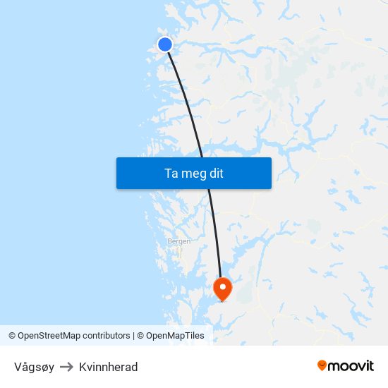 Vågsøy to Kvinnherad map