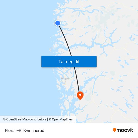 Flora to Kvinnherad map