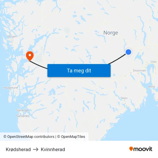 Krødsherad to Kvinnherad map