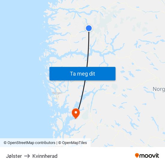 Jølster to Kvinnherad map