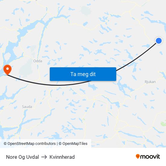 Nore Og Uvdal to Kvinnherad map