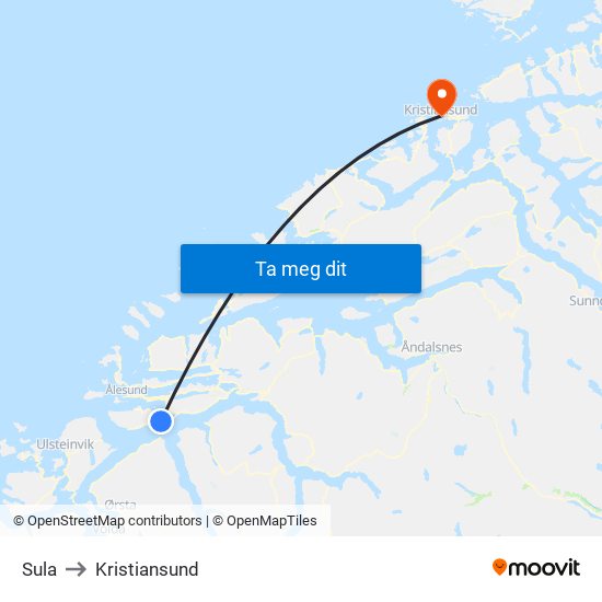 Sula to Kristiansund map