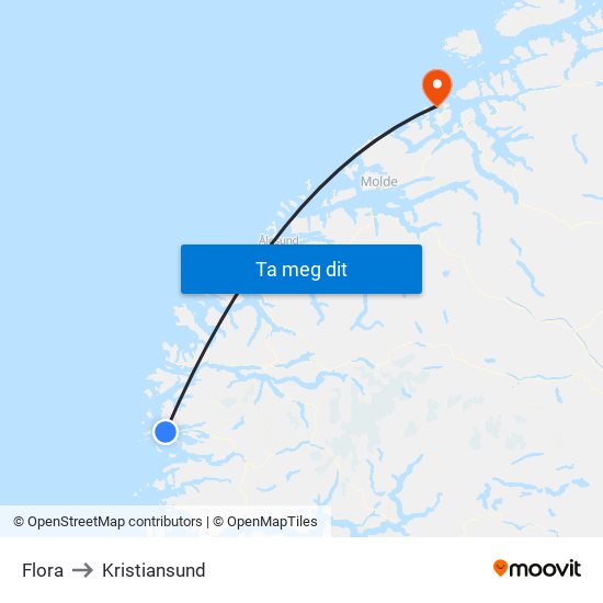 Flora to Kristiansund map