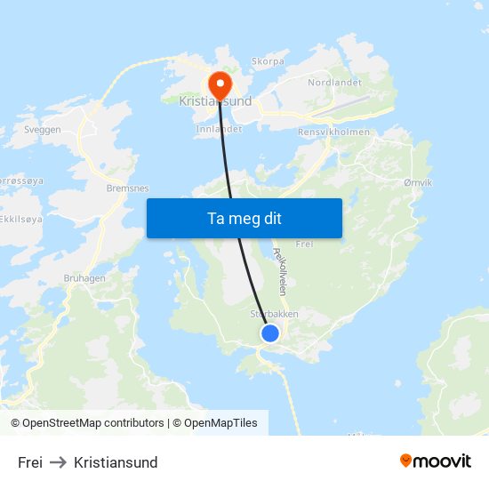 Frei to Kristiansund map