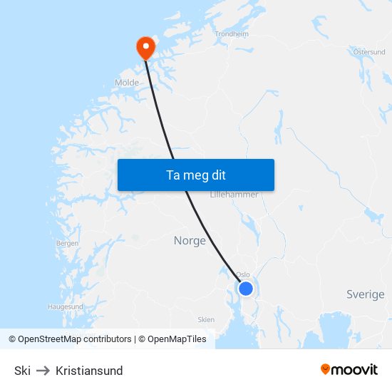 Ski to Kristiansund map