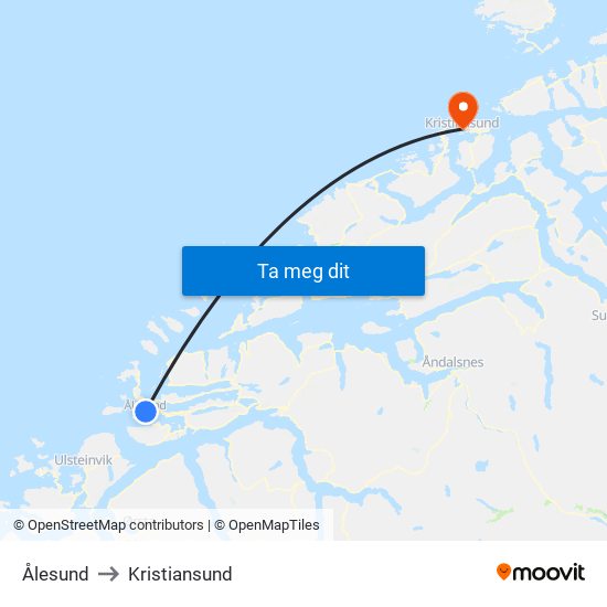 Ålesund to Kristiansund map