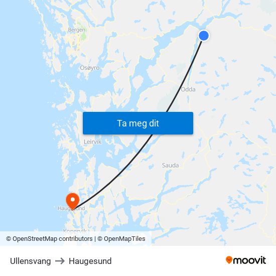 Ullensvang to Haugesund map