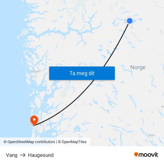 Vang to Haugesund map