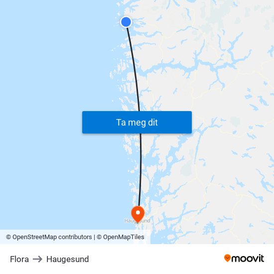 Flora to Haugesund map