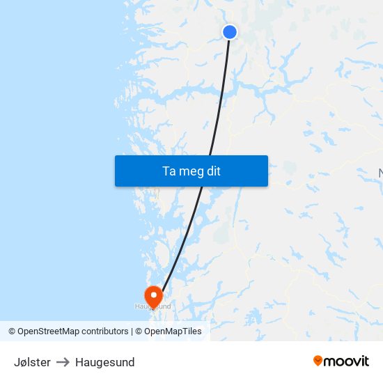 Jølster to Haugesund map