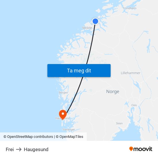 Frei to Haugesund map