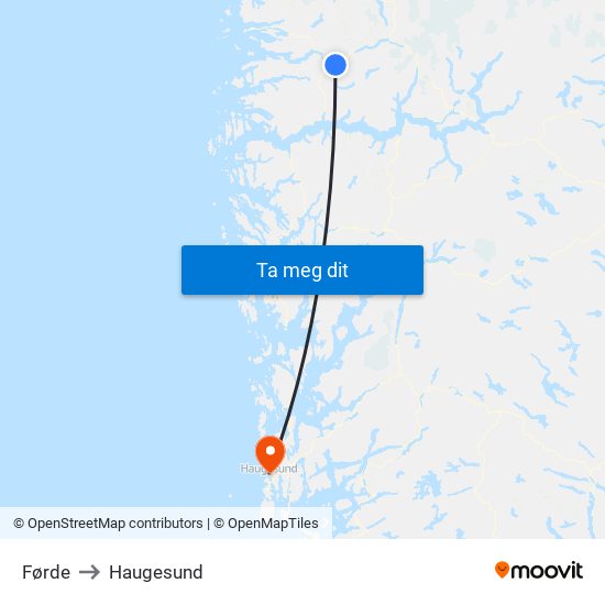 Førde to Haugesund map