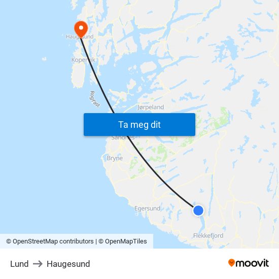 Lund to Haugesund map
