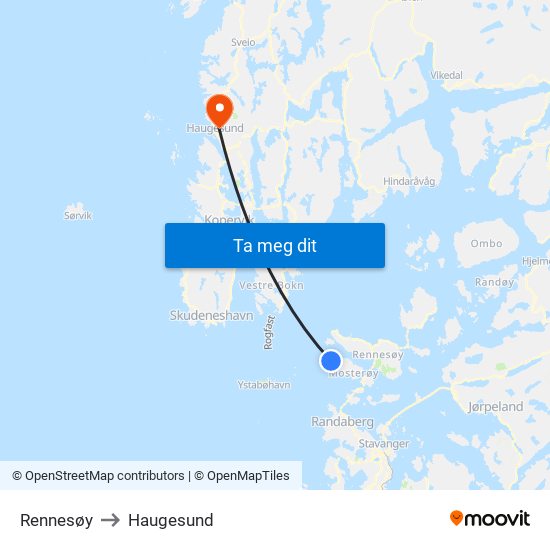 Rennesøy to Haugesund map